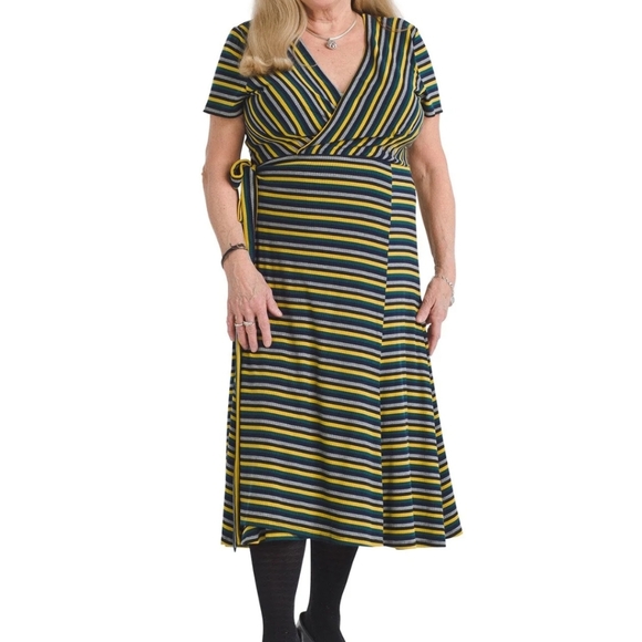 Hutch Wrap Stripe Midi Dress 90s sz L - Picture 14 of 14